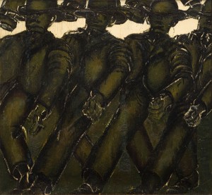 Four Men Walking, 1970, oil on canvas, Lester Johnson